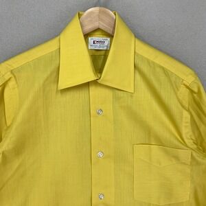 Vintage 70s ENRO Oxford Shirt Mens 14 (Small) Yellow Long Sleeve French Cuff